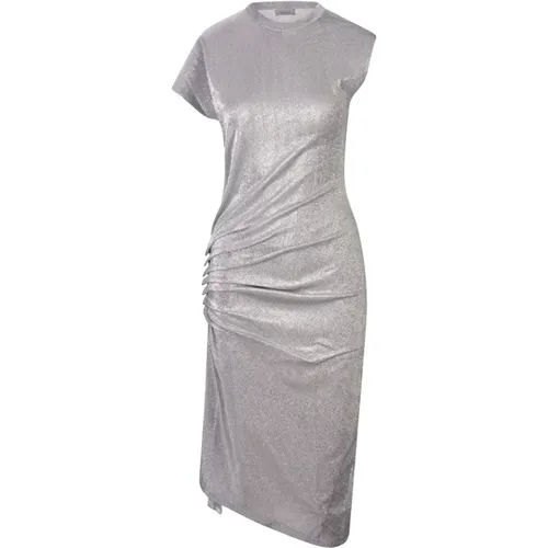 Silber Lurex Drapiertes Midi-Kleid , Damen, Größe: XS - Paco Rabanne - Modalova