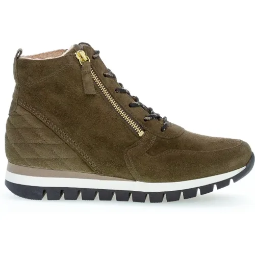 Grüne Samt High Top Sneaker Boots , Damen, Größe: 39 EU - Gabor - Modalova
