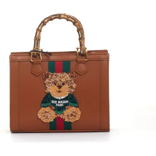 Cognac Teddy Mini Tote Bag , female, Sizes: ONE SIZE - Rue Madam - Modalova