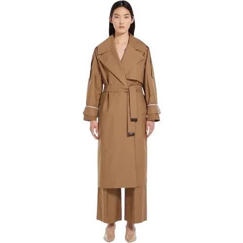 Caramel Cotton Waterproof Trench Coat , female, Sizes: M - Max Mara - Modalova