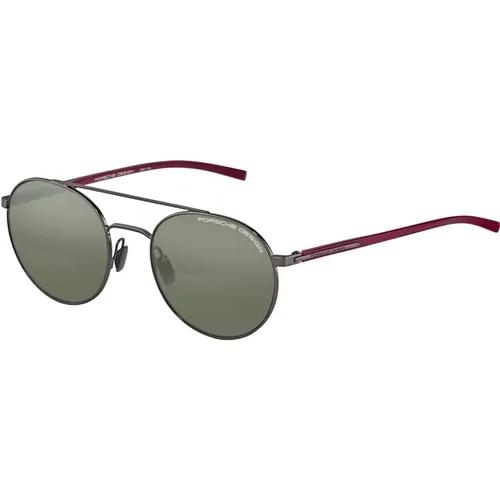 Stylische Sonnenbrille in Grau Rot/Oliv Blau , Herren, Größe: 54 MM - Porsche Design - Modalova