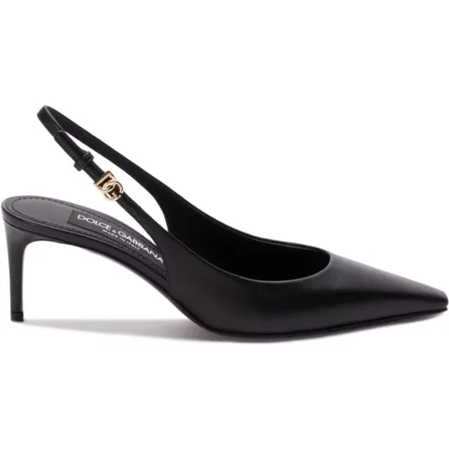 Leather Slingback Pumps , female, Sizes: 6 UK, 3 UK, 5 1/2 UK, 5 UK, 4 1/2 UK, 4 UK, 8 UK, 7 UK, 3 1/2 UK - Dolce & Gabbana - Modalova