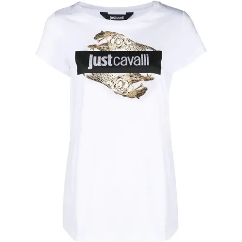 Weiße T-Shirt und Polo Kollektion , Damen, Größe: M - Just Cavalli - Modalova