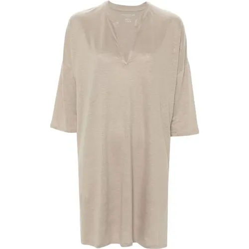 Eco-friendly Dove Grey Linen Dress , female, Sizes: M, L, S - majestic filatures - Modalova