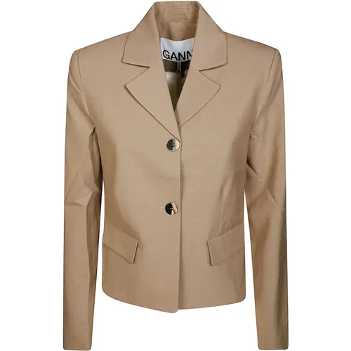 Drapey Melange Fitted Blazer , Damen, Größe: M - Ganni - Modalova