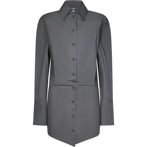 Grey Cotton Poplin Mini Shirt Dress , female, Sizes: S - The Attico - Modalova