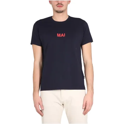 T-Shirt mit einzigartigem Crowling-Frontdruck , Herren, Größe: M - Aspesi - Modalova