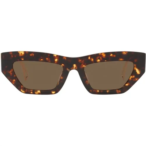 Irregular Shape Sunglasses with Dark Lens and Havana Frame , unisex, Sizes: 53 MM - Versace - Modalova