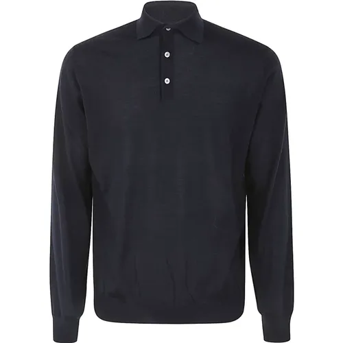 Navy Long Sleeves Polo Shirt , male, Sizes: 2XL, L - Filippo De Laurentiis - Modalova