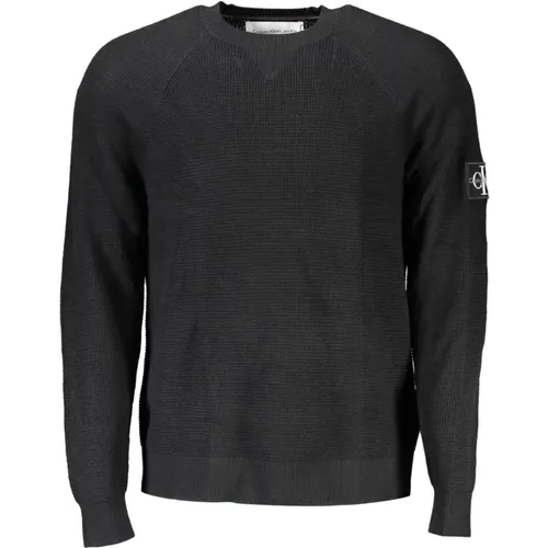 Schwarzer Pullover mit langen Ärmeln und Logo - Calvin Klein - Modalova