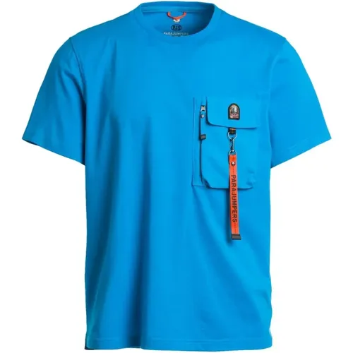 Mojave Blau Jewel T-Shirt mit kurzen Ärmeln , Herren, Größe: S - Parajumpers - Modalova