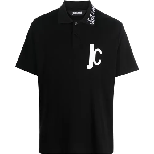 Schwarzes Poloshirt mit kurzen Ärmeln , Herren, Größe: M - Just Cavalli - Modalova