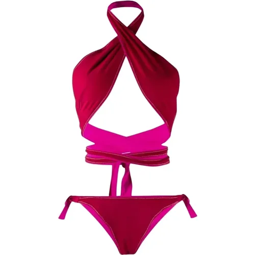 Burgund Halter Bikini Set , Damen, Größe: M - Reina Olga - Modalova