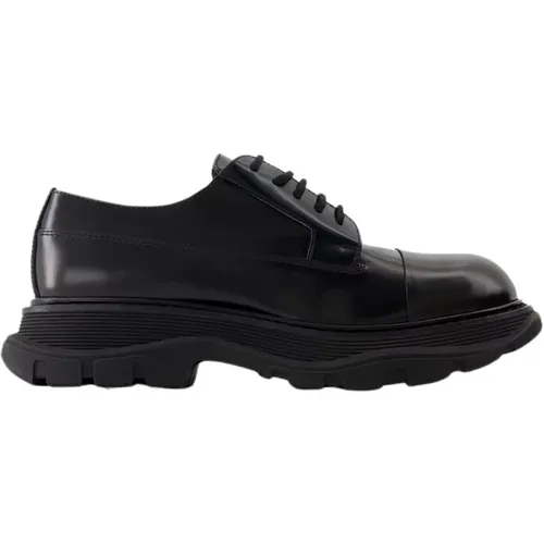 Schwarze Leder Treadslick Loafers , Herren, Größe: 45 EU - alexander mcqueen - Modalova