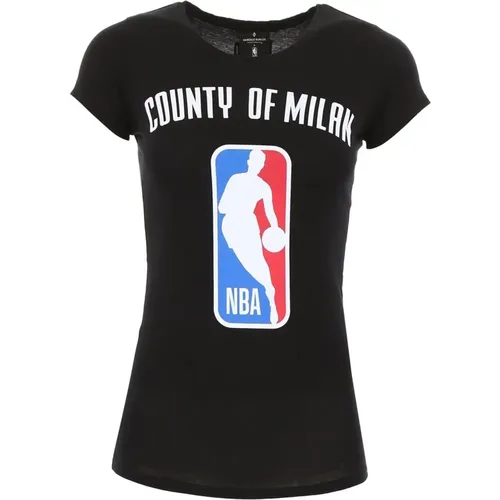 NBA T-Shirt Damen Kurzarm , Damen, Größe: S - Marcelo Burlon - Modalova
