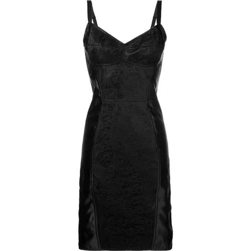 Schwarzes Spitzen-Korsett-Kleid - Dolce & Gabbana - Modalova