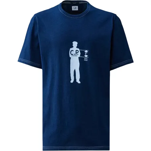 Cotton T-shirt with Ribbed Crewneck , male, Sizes: M, S - C.P. Company - Modalova