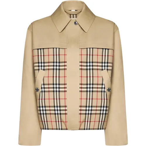 Check Panel Cotton Jacket , female, Sizes: S - Burberry - Modalova