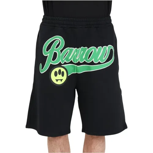 Schwarze Unisex Shorts mit Logo und Lächeln - Barrow - Modalova