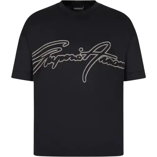 Besticktes Logo Herren T-Shirt - Emporio Armani - Modalova
