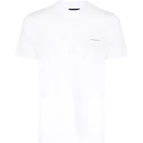 Weißes T-Shirt Klassisches Modell , Herren, Größe: XL - Emporio Armani - Modalova