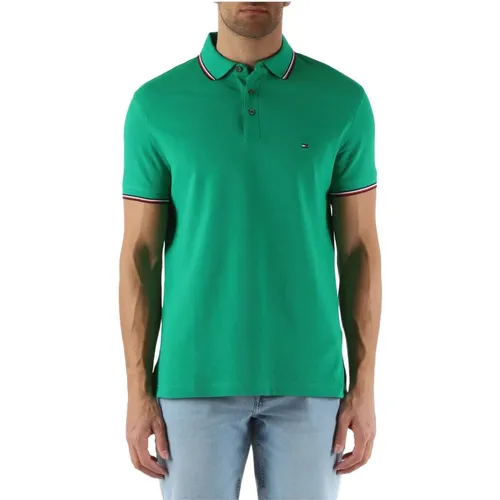 Slim Fit Cotton Polo with Front Logo Embroidery , male, Sizes: L, M, XL, S, 2XL - Tommy Hilfiger - Modalova