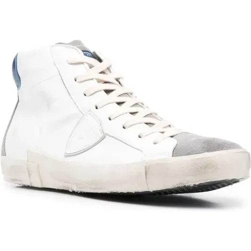 Vintage Mixage Blanc Gris High Top Sneakers , male, Sizes: 7 UK - Philippe Model - Modalova