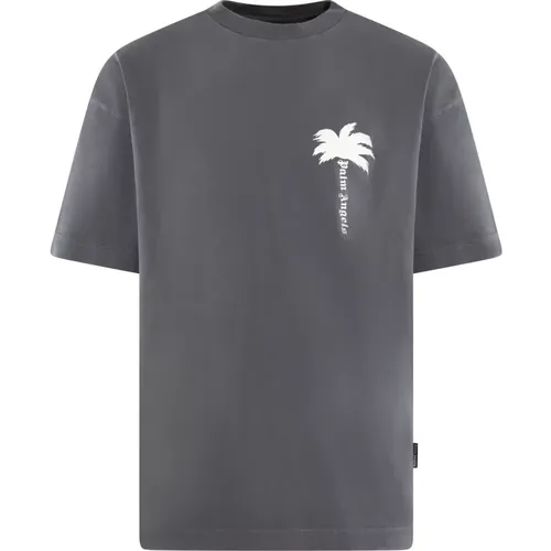 Grey Palm T-Shirt , male, Sizes: M, S - Palm Angels - Modalova