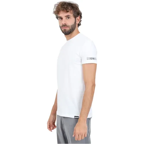 Weißes T-Shirt mit kurzen Ärmeln für Männer , Herren, Größe: XS - Dsquared2 - Modalova