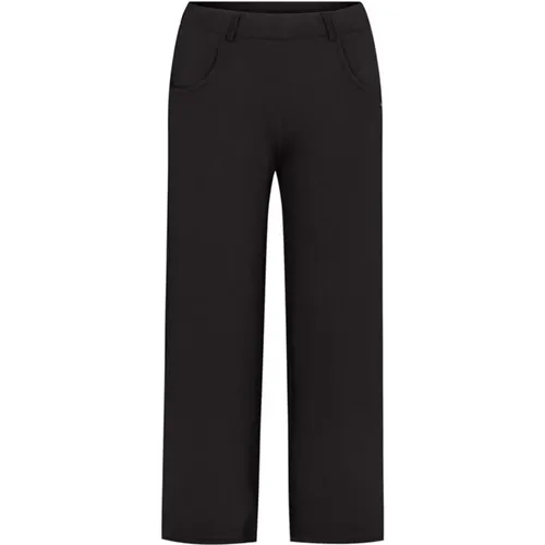 Schwarze Lockere Crop Hose EcoVero Qualität , Damen, Größe: M - LauRie - Modalova