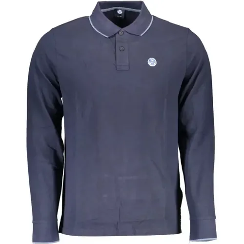 Blau Langarm Polo Shirt mit Kontrastdetails , Herren, Größe: L - North Sails - Modalova