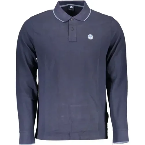 Blau Langarm Polo Shirt mit Kontrastdetails , Herren, Größe: M - North Sails - Modalova