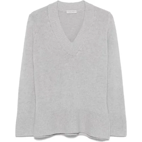 Chunky Knit Sweater Grey Wool Blend , female, Sizes: L, 3XL - Le Tricot Perugia - Modalova