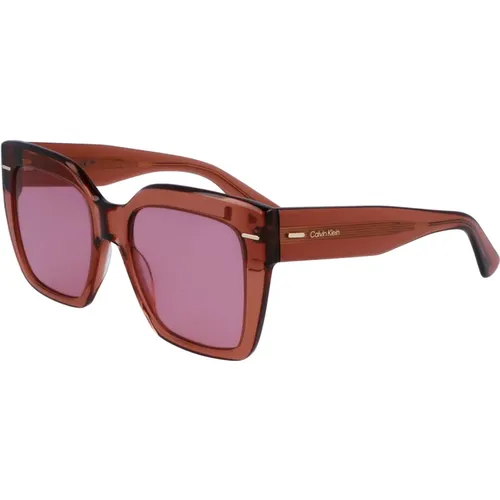 Braune/Violette Sonnenbrille , Damen, Größe: 54 MM - Calvin Klein - Modalova