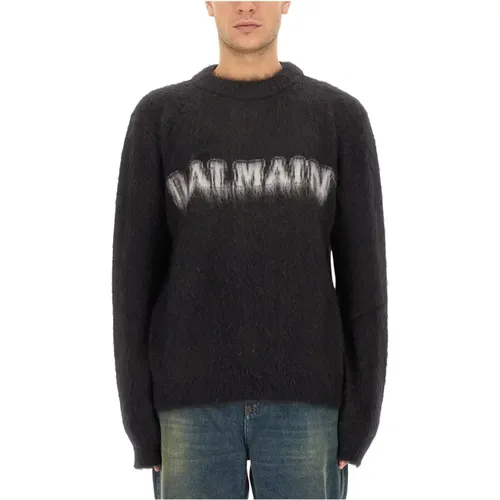 Retro Logo Mohair Pullover Balmain - Balmain - Modalova