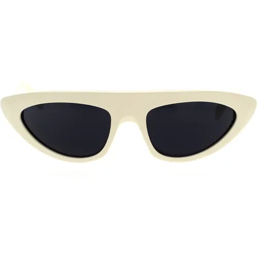 Geometrische Sonnenbrille aus elfenbeinfarbenem Acetat mit grauen organischen Gläsern , unisex, Größe: 60 MM - Celine - Modalova