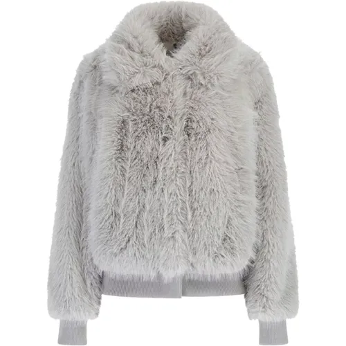 Elegant Grey Fur Coat , female, Sizes: M, XS - Guess - Modalova