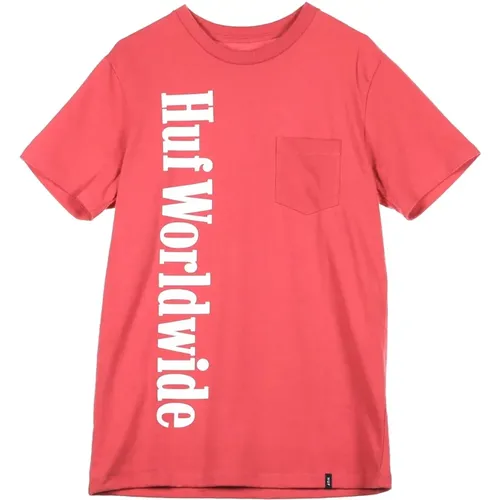 Rotes Herren T-Shirt , Herren, Größe: L - HUF - Modalova