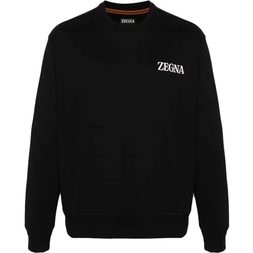 Cotton Sweater with Logo Detail , male, Sizes: L, S, 2XL, M - Ermenegildo Zegna - Modalova