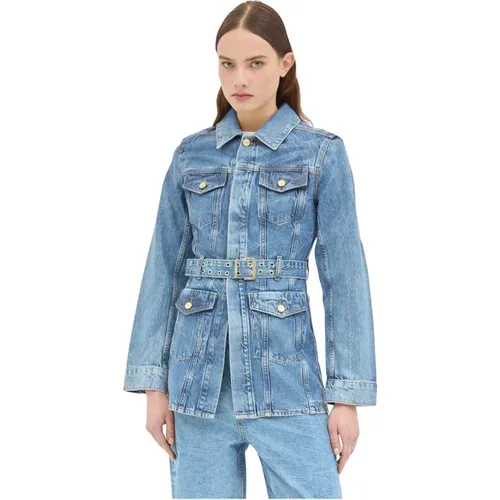 Foil Denim Jacke mit Abnehmbarem Gürtel , Damen, Größe: S - Ganni - Modalova