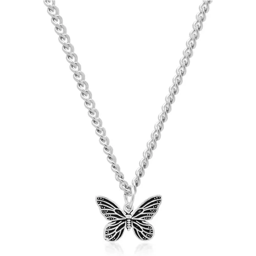 Women& Silver Necklace with Butterfly Pendant , female, Sizes: ONE SIZE - Nialaya - Modalova