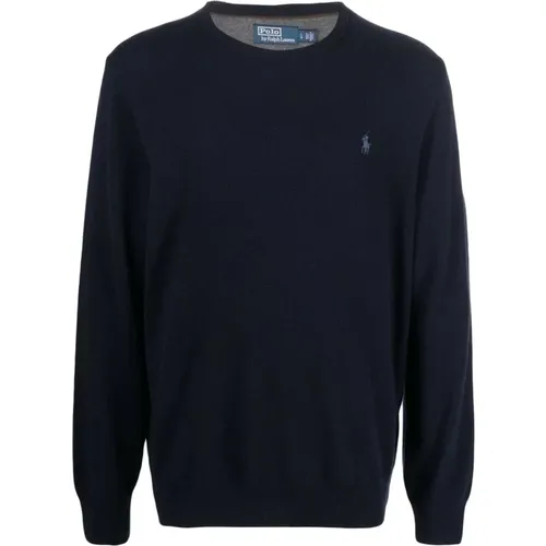 Suede Trim Crew Neck Sweater , male, Sizes: S, M, XL, 2XL, L - Ralph Lauren - Modalova