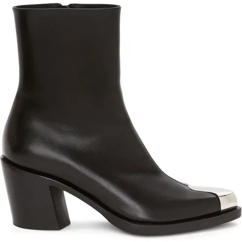 Heeled Ankle Boots with Metal Appliqué , female, Sizes: 3 1/2 UK, 3 UK - alexander mcqueen - Modalova