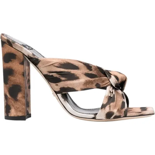 High Heel Animal Print Sandals , female, Sizes: 6 UK - Elisabetta Franchi - Modalova
