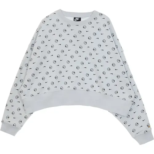 Allover Print Crewneck Sweatshirt , Damen, Größe: S - Nike - Modalova