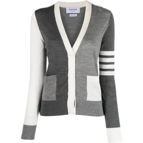 Grey V Neck Cardigan , female, Sizes: 3XS - Thom Browne - Modalova