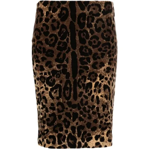 Leopardenmuster Bleistiftrock , Damen, Größe: S - Dolce & Gabbana - Modalova