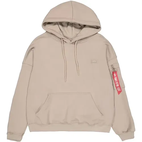 Vintage Sand Kapuzenpullover Essentials , Herren, Größe: S - alpha industries - Modalova