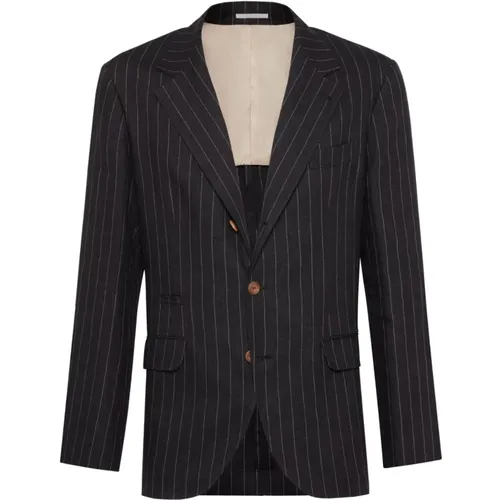 Striped Linen Blazer , male, Sizes: 2XL - BRUNELLO CUCINELLI - Modalova