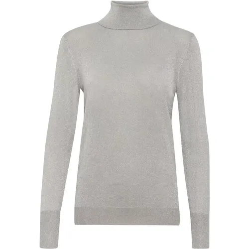 Rollkragen Metallic Grauer Pullover , Damen, Größe: 2XL - Kaffe - Modalova